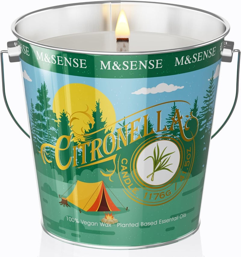 MSENSE Citronella Candles Outdoor, 220 Hours Burn Natural Citronella Oil Soy Candle for Patio Camping, 41.5oz Large Long Lasting Lemongrass Summer Candles for Indoor Home Scented - Image 1
